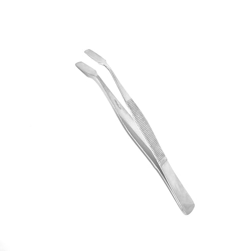 Scientific Labwares Cover Glass Forceps with Offset Broad Blades, Stainless Steel, Bent, 4.5"