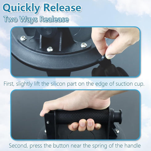 8" Heavy Duty Suction Cup Lifter | 1 Pack Industrial Glass Vacuum Suction Cups with Pressure Gauge
