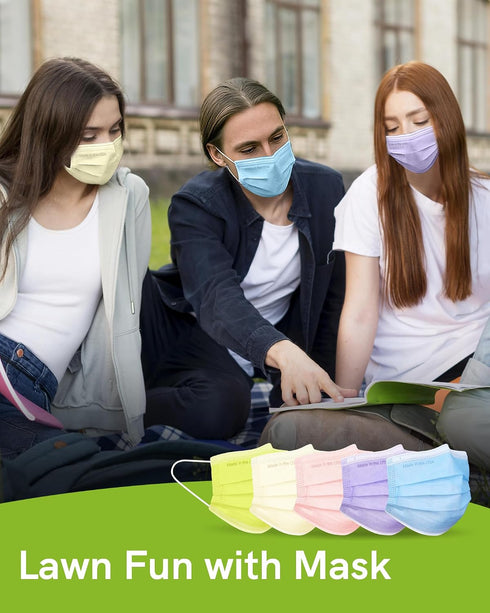 3-Ply 3 50 Pack FriCARE Disposable Face Masks, ASTM Level Medical Grade, FSA/HSA Eligible, Breathable & Comfortable