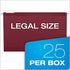 Pendaflex Esselte PFX415315BUR Reinforced Hanging Folders, Legal Size, Burgundy, 1/5 Cut, 25/BX (4153 1/5 BUR)