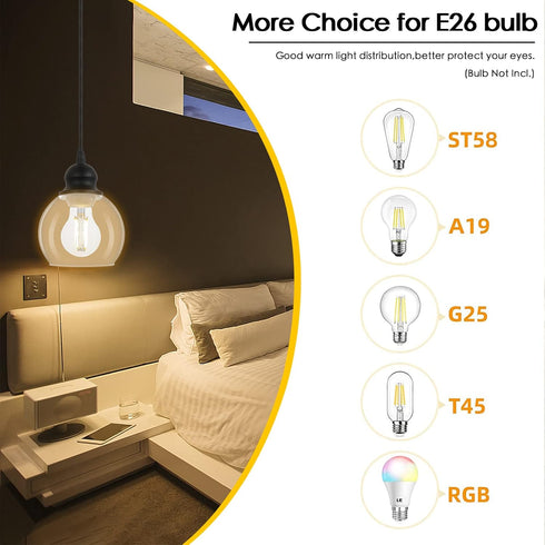 BoostArea Modern Pendant Light Fixtures, Industrial Hanging Ceiling Lamp with Clear Glass Shade, Pendant Lighting
