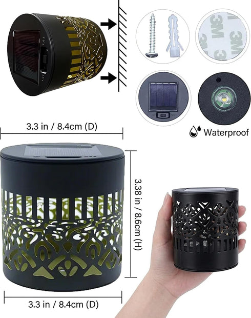 (1PC) DDRIC Decorative Solar Mandala Lights, Metal Solar Powered Outdoor Wall Sconces, Waterproof Step Lights, Warm