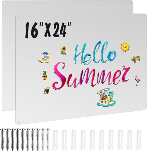 Ireer 2 Pcs Magnetic Memo Board for Home, Office, Kitchen, Display Magnetic Letters, Notes, Photos (Gray 16"x24")