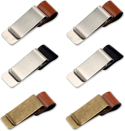 LINYUEARUI 6pcs Retro Brass Notebook PU Leather Pen Holder Loose leaf Dairy Memo