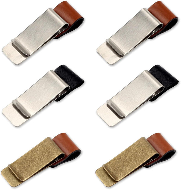 LINYUEARUI 6pcs Retro Brass Notebook PU Leather Pen Holder Loose leaf Dairy Memo