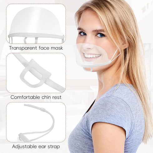 20 Veemoon PCS Clear Mouths Masks,Anti-Fog Mouth Shield Plastic Chef Masks with Chin Rests for Restaurant Catering