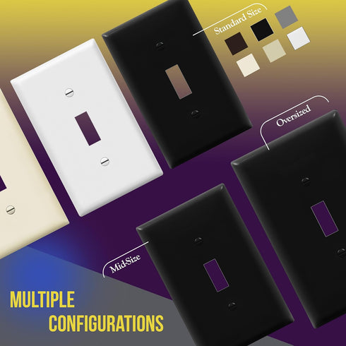 ENERLITES Toggle Light Switch Wall Plate, Gloss Finish, 1-Gang 4.50" x 2.76", Unbreakable Polycarbonate, 5 Pack (Glossy