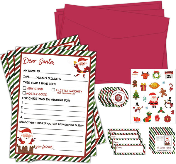 sunepany Letter from Santa 8 Set Letter Writing Kit 5x7 In Christmas Stationery