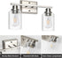 Unicozin 2 Light Bathroom Light Fixtures, Modern Vanity Lights Over Mirror, Brushed Nickel Wall Lamp with Clear Glass