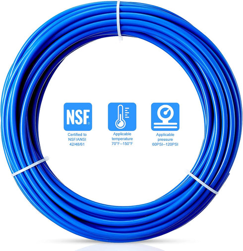 30FT 1/4 Inch O.D. RO Water Tubing, NSF Certified Pipe for RO Water Purifier Filter System, BPA Free Flexible Plastic