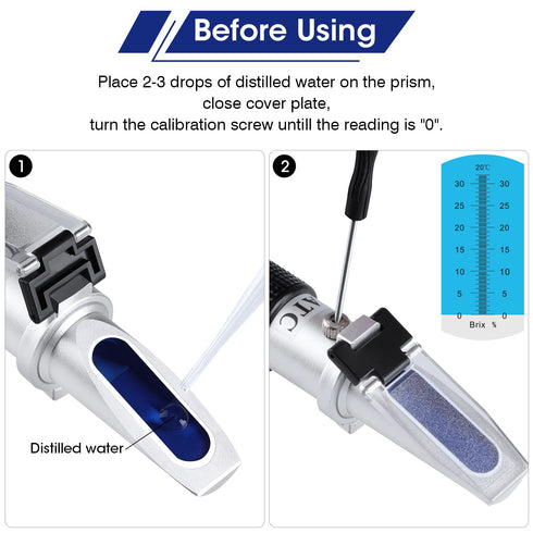 Brix Refractometer with ATC, Handheld Brix Meter Hydrometer 0-32%, Portable Tester for Measuring Sugar Content