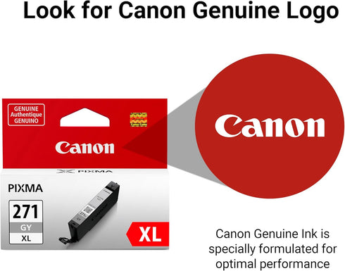 Canon CLI-271XL Genuine Gray Ink Tank, Compatible with MG7720, TS8020, TS9020 Printers (Optional)
