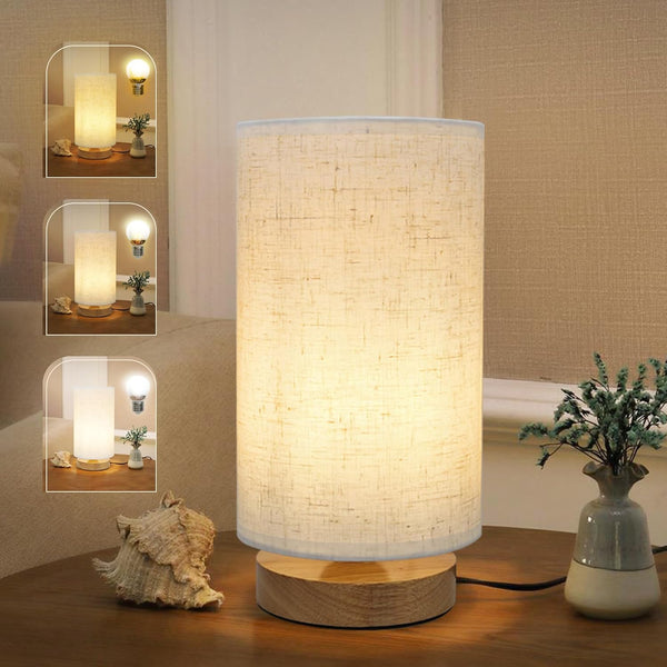 Small Bedside Table Lamp with 3 Color Temperatures | Minimalist Dimmable Nightstand Lamp for Study & Reading