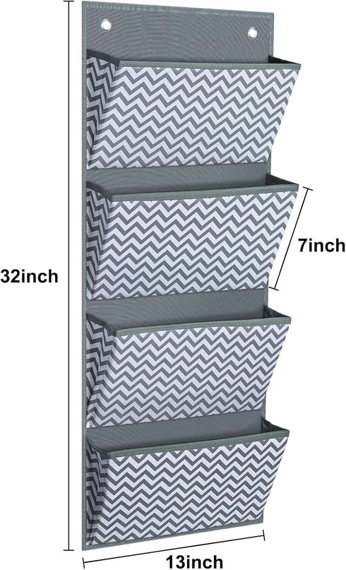 Godery Hanging Wall Organizer - Wall Mount/Over The Door Office Supplies Filing Folders, 4 Pocket Cascading File