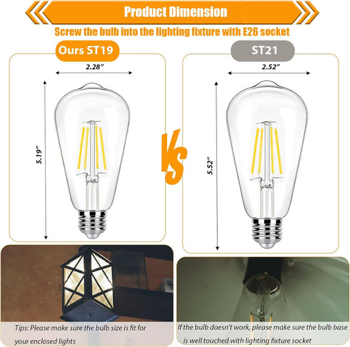 40 Bulbs, E26 Bulb, 4000K 4W Bulbs, 90 450LM, Dimmable, Pack 12 Watt Light Cool White LED Edison Flickering Free, High