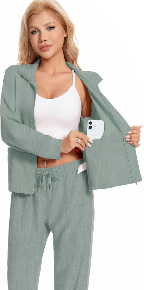 Milarlv 4 Mastectomy Zip Jacket Coat with Drain Pockets After Post Breast Surgery Lightweight Warm Up Tops Shirt