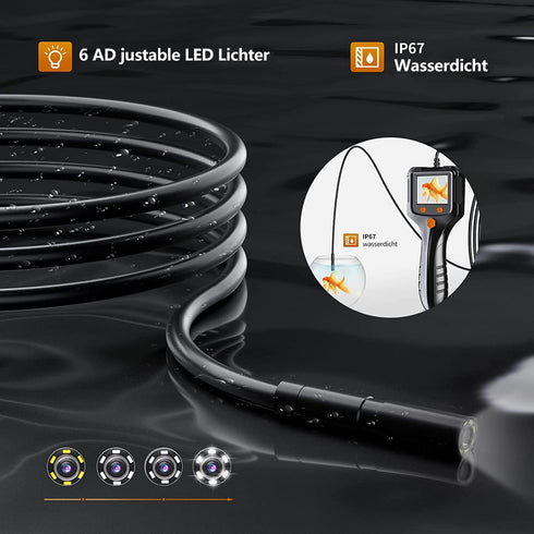 Daxiongmao 1080P IP67 Endoscope Camera with Light, HD Borescope, Waterproof Snake Camera Ideal for Inspecting Walls