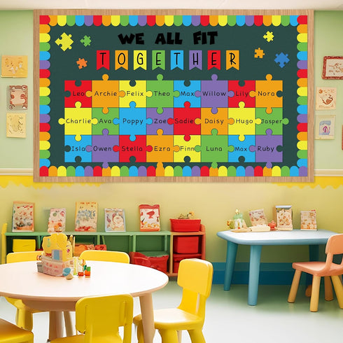Set gisgfim Building Blocks Classroom Bulletin Board Decorations We All Fit Together Cutouts Toy Bricks Bulletin Board