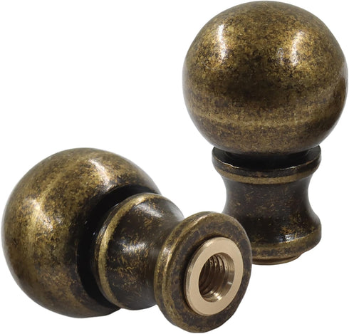 Biaungdo 2 Pcs Solid Brass Lamp Finial Cap Knob with Dual-Thread Screw, Lamp