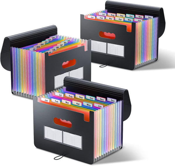 ThinkTex Accordion File Organizer, 12 Pockets Monthly Bill Receipt Organizer, Portable Expanding File Folders,