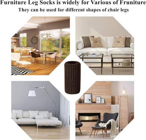 8 Set, PCs Furniture Leg Socks - High Elastic Coffee Furniture Socks, Knitted Chair Leg Floor Protectors, Thickening