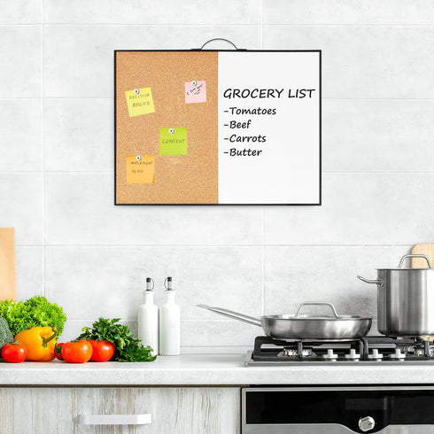 TSJ OFFICE Small Whiteboard Cork-Board, 12" X 16" Portable Aluminum Black Framed Magnetic Dry Erase Board