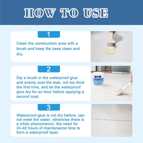 Waterproof Glue, Invisible Waterproof Agent, Strong Waterproof Transparent Sealant for Bathroom, Kitchen, Garden,