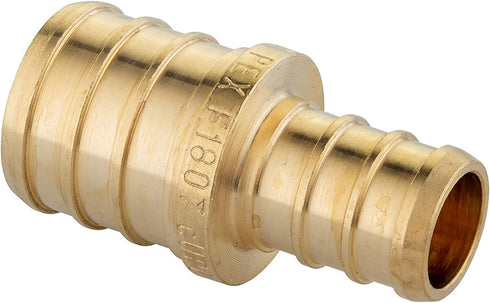 EFIELD Barb Crimp Pex 1/2 Inch x 3/4 Inch Reducing Coupling Brass Fitting, Pack of 10 (PEX1807012)