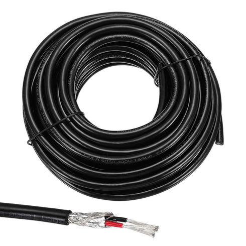 MECCANIXITY 1Pcs UL2464 Shielded Cable 16AWG 9.14m(30 Ft) 300V 2 Conductor PVC