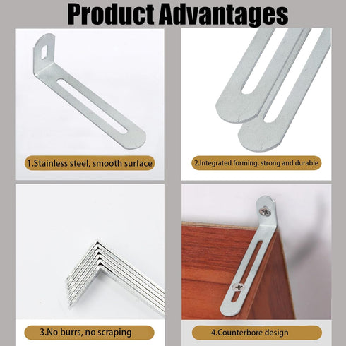 AUXBC 3"x1.2"x0.6"Adjustable 90 10Pcs Right Angle Brackets Metal L Bracket Heavy Duty Degree Corner Fastener L-Shape