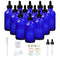 12 Pack 4oz Cobalt Blue Glass Bottles with Glass Eye Droppers, Essential Oils, Perfumes & Lab Chemicals