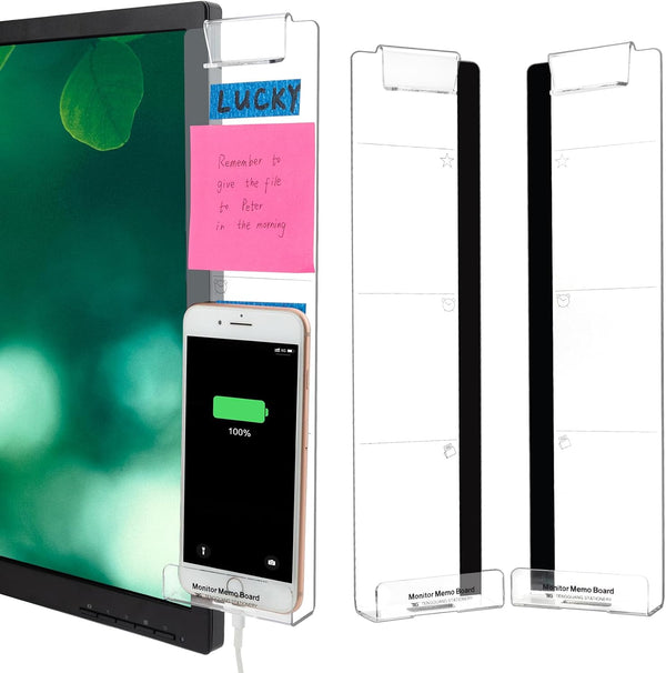 Office Desk Accessories, Computer Monitor Memo Board, Multifunction Sticky Note Holder - 2pcs