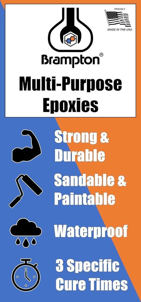 Brampton Multi-Purpose Epoxy Glue Kit, 4 oz for Metal, Wood, Tile, Most Plastics, Sets in 30 Minutes