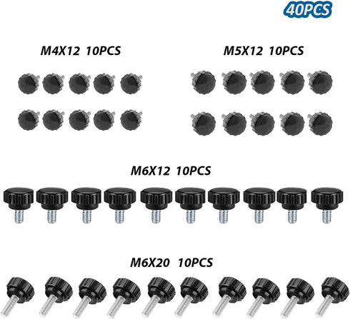 Lependor M4 M5 M6 Threaded Knurled Thumbscrew Grip Knobs - Thumb Screw for Machinery Latches (M4 M5 M6)