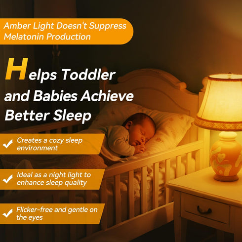 1800K Bulbs 2PK, 99.96% Bulbs,9W 60 A19 E26 Neporal Amber Sleep Light Blue Blocking Soft Warm Light Watt Equivalent
