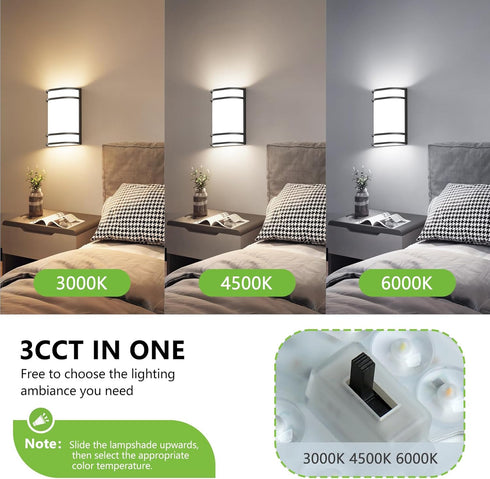 AKAARI 10 Inch 3000K/4500K/6000K 1 Pack) Led Wall Lights Indoor- Modern Wall Sconce Lighting Adjustable Led Wall Lamps