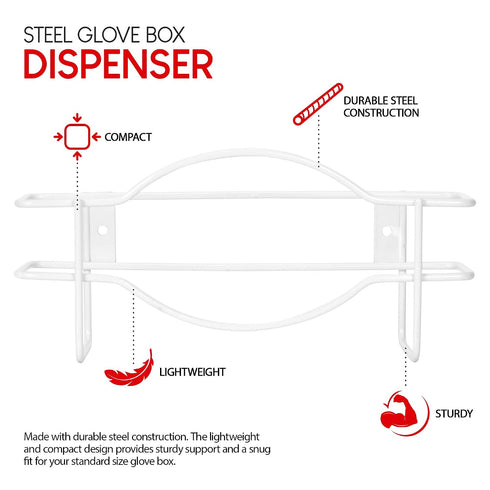 (2 Pack) Closet, Stock Your Home (White Metal Single Gloves Dispenser Tissue Box Shelf, Glove Box Holder Wall Mount