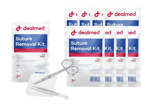 Dealmed Sterile Suture Removal Kit, Includes Suture Removal Scissors, Forceps, and Gauze