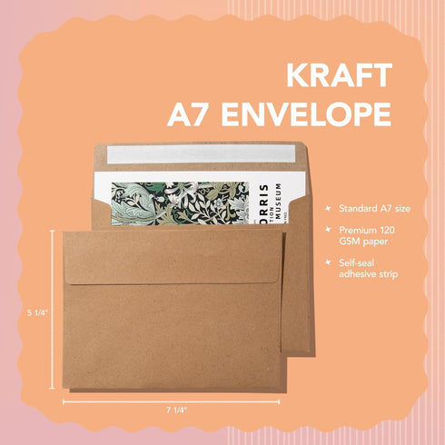 Pack It Chic - A7 Kraft Envelopes 5” X 7” (110 Count) Self Seal Envelopes for Wedding Invitations, Save the Date Cards, Graduation, Baby Shower, Photos, Greeting Cards, Mailings - 5 1/4" X 7 1/4" by Pack It Chic
