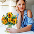 Sharonlily 3D Sunflower Bouquet Greeting Card, Forever flower Pop Up Bouquet Card with Blank Note & Envelope, Handmade