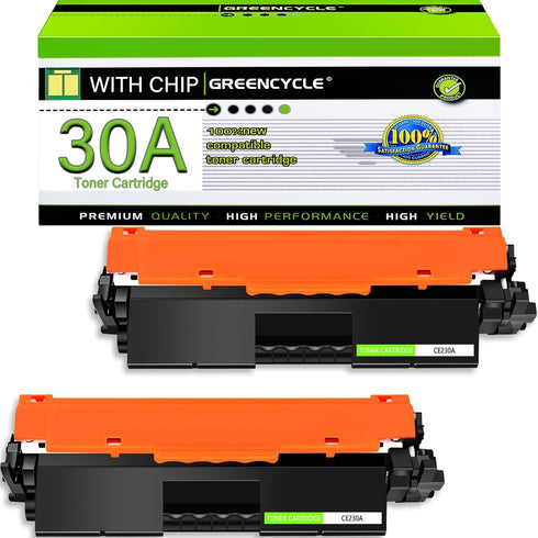 greencycle CF230A Toner Cartridge Replacement for HP 30A Black Laserjet Pro MFP M227fdw M227fdn (2PCS)