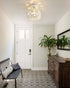 7 White Mini Semi Flush Mount Ceiling Light Hallway Lights Modern Small Metal Acrylic Crystal-Like Chandelier Lamp