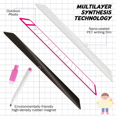 Set of 20 Magnetic Dry Erase Boards, 11.8 x 3.94'', Magnetic Notepads with Erasable Pen for Fridge