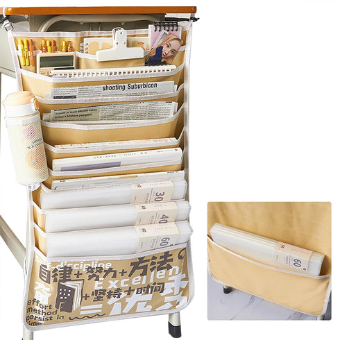 ALQFHFY Students Desk Hanging Organizer,Oxford Under Desk Side Mount Storage Bag with Water