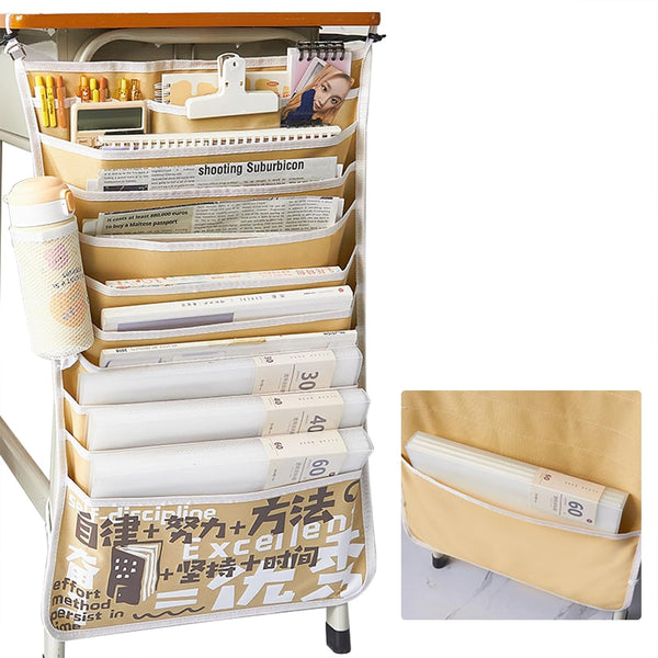 ALQFHFY Students Desk Hanging Organizer,Oxford Under Desk Side Mount Storage Bag with Water