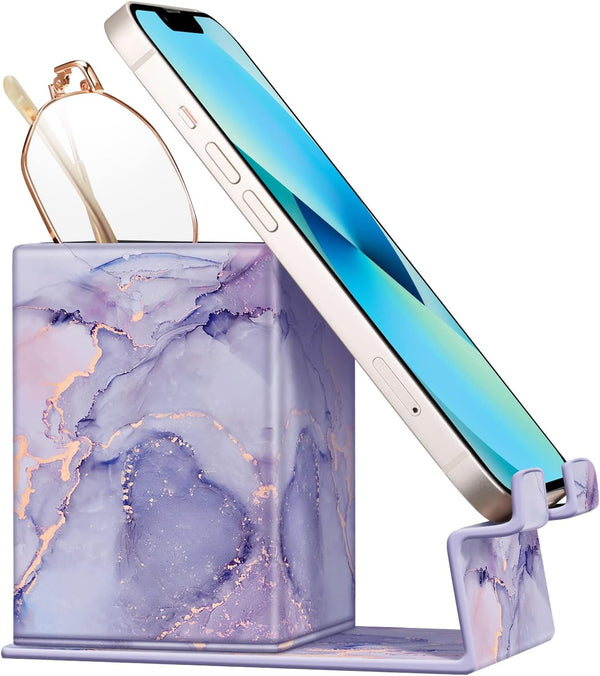 Fintie Pencil Holder with Magnetic Base, Eyeglasses Holder Stand, Desktop Organizer for Office Supplies (Lilac Marble)