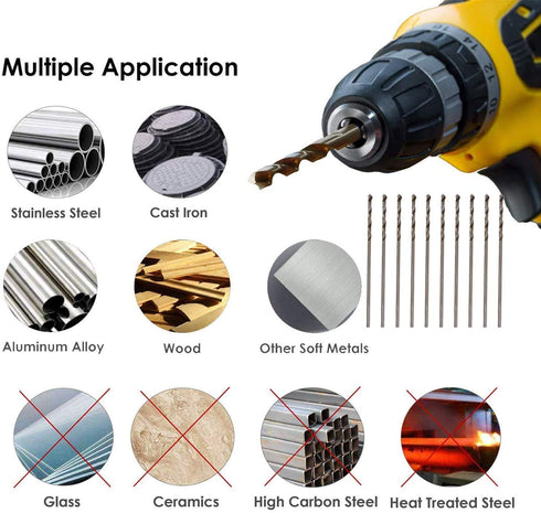 Mtsooning 10Pcs 0.7mm Twist Drill Bit Set, Micro HSS Straight Shank Bits for Electrical Drilling Tool