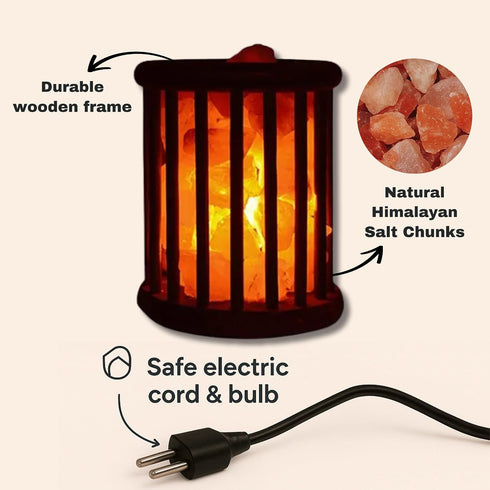 7"(D) 8.5"(H) Himalayan Pink Salt Lamp Cage Heated Rock Lamp for Relaxation, Detox & Home Spa