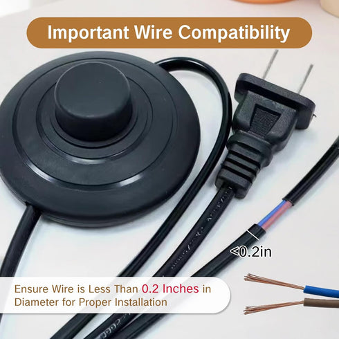 2Pcs BRBASAP Foot Switch for Lamp Floor Pedal Switch Replacement Step ON/Off Inline Light Control Black Round Foot