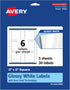 Avery Square Labels, 3" x 3", 30 Glossy White Labels with Sure Feed Technology (36480)